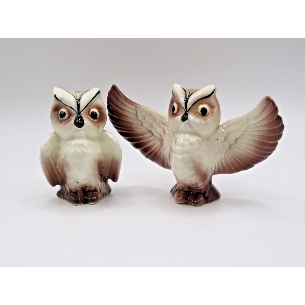 Vintage Japan Mid-Century Owl Salt & Pepper Shakers With Corks
